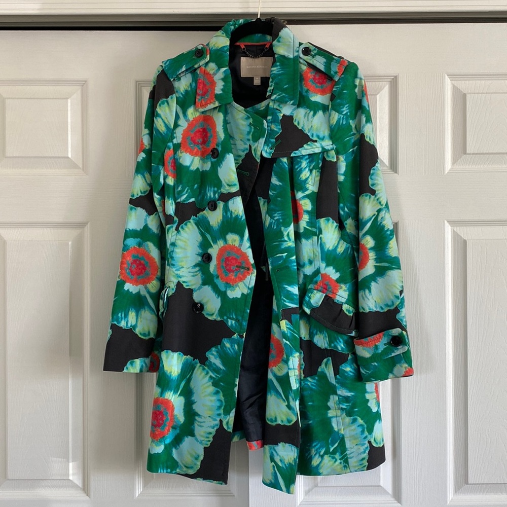 Floral Pattern Trench Coat